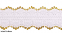 Кружево  арт. 168-2 шир.30 мм разрывное белое  с золотом (уп. 50 ярд.) - швейная фурнитура, товары для творчества оптом  ТД "КолинькоФ"