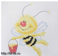 Набор для вышивания Hobby & Pro Kids №214 'Пчелка' 19*19см (канва с рисунком, пяльцы, нитки, игла - швейная фурнитура, товары для творчества оптом  ТД "КолинькоФ"
