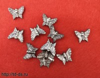 Бусины пластик "Бабочка" т. серебро уп. 10 гр (27-30 шт) - швейная фурнитура, товары для творчества оптом  ТД "КолинькоФ"