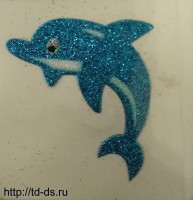 Декоративная наклейка с напылением  Дельфин 50х45 мм - швейная фурнитура, товары для творчества оптом  ТД "КолинькоФ"