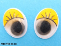 Глаза бегающие для игрушек овальные 10*15 мм. (уп 100 пар) желтые - швейная фурнитура, товары для творчества оптом  ТД "КолинькоФ"