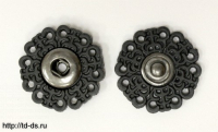 Кнопка потайная пластик/никель диам 18 мм черный, уп. 20 шт. - швейная фурнитура, товары для творчества оптом  ТД "КолинькоФ"
