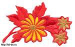 Термоаппликация  арт.15 цветок красный  с золотом 12х6 см. уп.2 шт.  - швейная фурнитура, товары для творчества оптом  ТД "КолинькоФ"