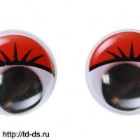 Глаза бегающие с ресничками для игрушек 18 мм. красные уп 10 пар. - швейная фурнитура, товары для творчества оптом  ТД "КолинькоФ"