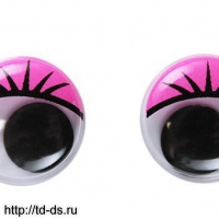 Глаза бегающие с ресничками для игрушек 18 мм. розовые уп 10пар. - швейная фурнитура, товары для творчества оптом  ТД "КолинькоФ"