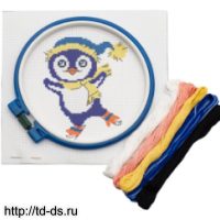 Набор для вышивания Hobby & Pro Kids №223 'Пингвинчик' 19*19см (канва с рисунком, пяльцы, нитки, игла - швейная фурнитура, товары для творчества оптом  ТД "КолинькоФ"