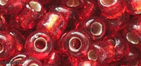 Бисер 6/0 крупный № 25  красный прозр с посеребренным отв.450 гр. - швейная фурнитура, товары для творчества оптом  ТД "КолинькоФ"