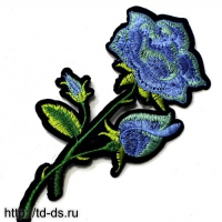 Термоаппликация "роза"  6х12,2 см синяя 1 шт. - швейная фурнитура, товары для творчества оптом  ТД "КолинькоФ"