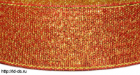 Лента металлизированная шир.50 мм,  уп.24 ярд. цвет №104 красный/золото - швейная фурнитура, товары для творчества оптом  ТД "КолинькоФ"