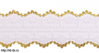 Кружево  арт. 168-2 шир.30 мм разрывное белое  с золотом (уп. 50 ярд.) - швейная фурнитура, товары для творчества оптом  ТД "КолинькоФ"