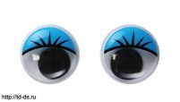 Глаза бегающие с ресничками для игрушек 12 мм. голубые уп 100 пар - швейная фурнитура, товары для творчества оптом  ТД "КолинькоФ"