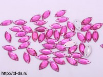 Стразы* пришивные листочек 7х15 мм  яр.розовый (малина) №12 уп. 50 шт. - швейная фурнитура, товары для творчества оптом  ТД "КолинькоФ"