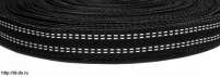 Стропа со светоотражающей строчкой  (лента ременная ) шир. 20 мм  черный уп.10 м. - швейная фурнитура, товары для творчества оптом  ТД "КолинькоФ"