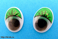 Глаза бегающие для игрушек овальные 10*15 мм. (уп 100 пар)  зеленый - швейная фурнитура, товары для творчества оптом  ТД "КолинькоФ"