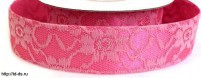 Лента декоративная "кружево на сатине" ш.25 мм розовый уп. 10 ярд - швейная фурнитура, товары для творчества оптом  ТД "КолинькоФ"
