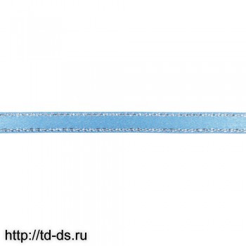 Лента атласная односторонняя 6 мм*22,86м с серебр. нитью  цв.голубой - швейная фурнитура, товары для творчества оптом  ТД "КолинькоФ"