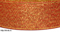 Лента металлизированная шир.50 мм,  уп.24 ярд. цвет №104 красный/золото - швейная фурнитура, товары для творчества оптом  ТД "КолинькоФ"