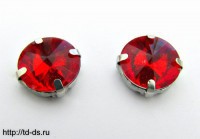 Стразы* пришивные в металлической оправе круглые (уп. 50шт) диам.14 мм красный - швейная фурнитура, товары для творчества оптом  ТД "КолинькоФ"
