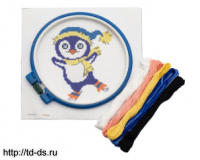 Набор для вышивания Hobby & Pro Kids №223 'Пингвинчик' 19*19см (канва с рисунком, пяльцы, нитки, игла - швейная фурнитура, товары для творчества оптом  ТД "КолинькоФ"