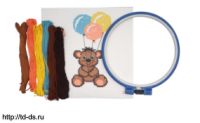 Набор для вышивания Hobby & Pro Kids №247 Воздушные шарики'' 19*19см (канва с рисунком, пяльцы, нитки, игла - швейная фурнитура, товары для творчества оптом  ТД "КолинькоФ"