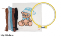 Набор для вышивания Hobby & Pro Kids №254 "Мишутка '' 19*19см (канва с рисунком, пяльцы, нитки, игла - швейная фурнитура, товары для творчества оптом  ТД "КолинькоФ"