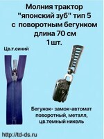 Молния разъемная 2-х сторонняя с поворотным бегунком т.5 (японский зуб) 70см цв. т.синий 1 шт. - швейная фурнитура, товары для творчества оптом  ТД "КолинькоФ"
