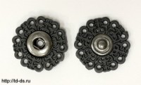Кнопка потайная пластик/никель диам 25 мм (уп.20 шт) черный - швейная фурнитура, товары для творчества оптом  ТД "КолинькоФ"