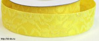 Лента декоративная "кружево на сатине" ш.25 мм лимон  уп. 10 ярд - швейная фурнитура, товары для творчества оптом  ТД "КолинькоФ"
