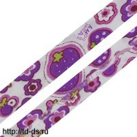 Косая бейка с детским принтом 'Ягоды' 15мм*54,9м (100% хб) цв. фиолет - швейная фурнитура, товары для творчества оптом  ТД "КолинькоФ"