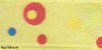 Лента декор. атласная с рис."горох цветной" (уп.50ярд) ш.10мм желтый - швейная фурнитура, товары для творчества оптом  ТД "КолинькоФ"