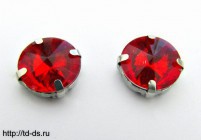 Стразы* пришивные в металлической оправе круглые (уп. 50шт) диам.14 мм красный - швейная фурнитура, товары для творчества оптом  ТД "КолинькоФ"