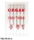 Иглы ORGAN для БШМ универсальные ассорти 130/705Н Размер: 70/2-80/2-90/1 уп. 5 игл  - швейная фурнитура, товары для творчества оптом  ТД "КолинькоФ"