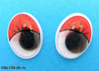 Глаза бегающие для игрушек овальные 10*15 мм. (уп 100 пар) красные - швейная фурнитура, товары для творчества оптом  ТД "КолинькоФ"