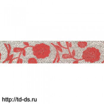 Декоративная лента 'Маки', DM-009, 15 мм*32,9м серебро/красный	 Артикул: 7713146  - швейная фурнитура, товары для творчества оптом  ТД "КолинькоФ"