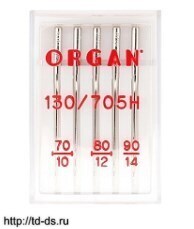 Иглы ORGAN для БШМ универсальные ассорти 130/705Н Размер: 70/2-80/2-90/1 уп. 5 игл  - швейная фурнитура, товары для творчества оптом  ТД "КолинькоФ"