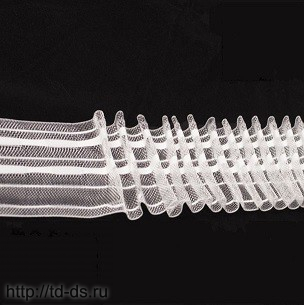 Тесьма шторная шир. 60 мм  органза,параллельные складки (два ряда петель,  4 шнура)  уп.50м  (607) - швейная фурнитура, товары для творчества оптом  ТД "КолинькоФ"