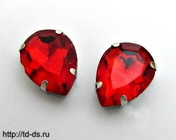 Стразы* пришивные в металлической оправе капля (уп. 50шт) 10х14мм красный - швейная фурнитура, товары для творчества оптом  ТД "КолинькоФ"