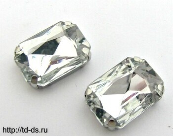  Стразы* пришивные в металлической оправе прямоугольные (уп. 50шт) 13х18мм белые  - швейная фурнитура, товары для творчества оптом  ТД "КолинькоФ"