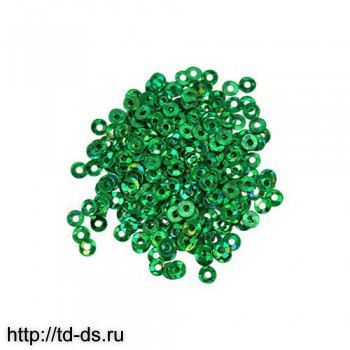 Пайетки мелкие круглые  цв. зеленый голограмма  диам. 3 мм уп.  10 гр. - швейная фурнитура, товары для творчества оптом  ТД "КолинькоФ"